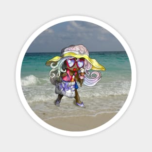 kawaii girl on a cuban beach Magnet